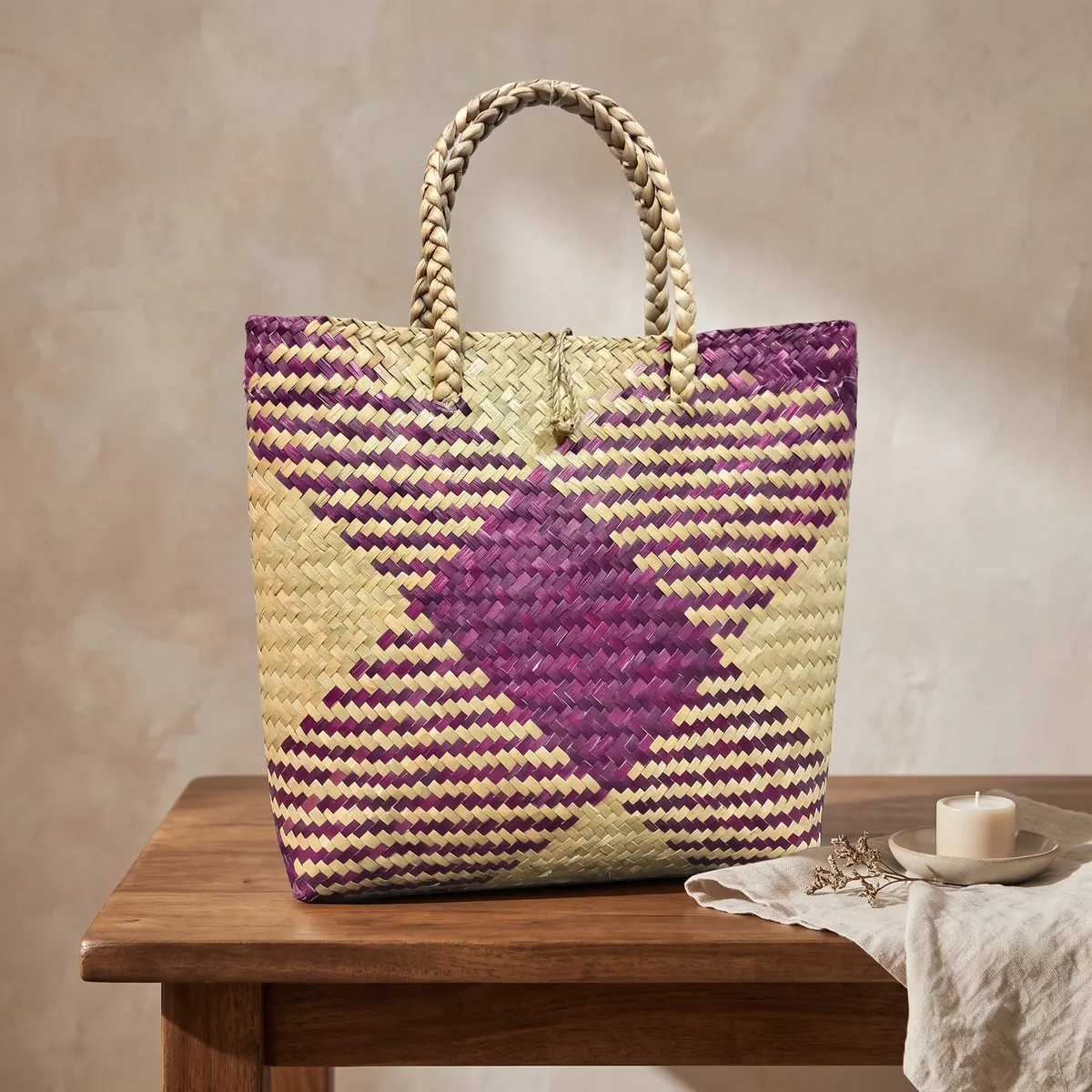 Purple Woven Bag, Size L